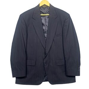 Tom James Men's 44R Investment Collection Navy‎ Blue Pinstripe 100% Wool Blazer